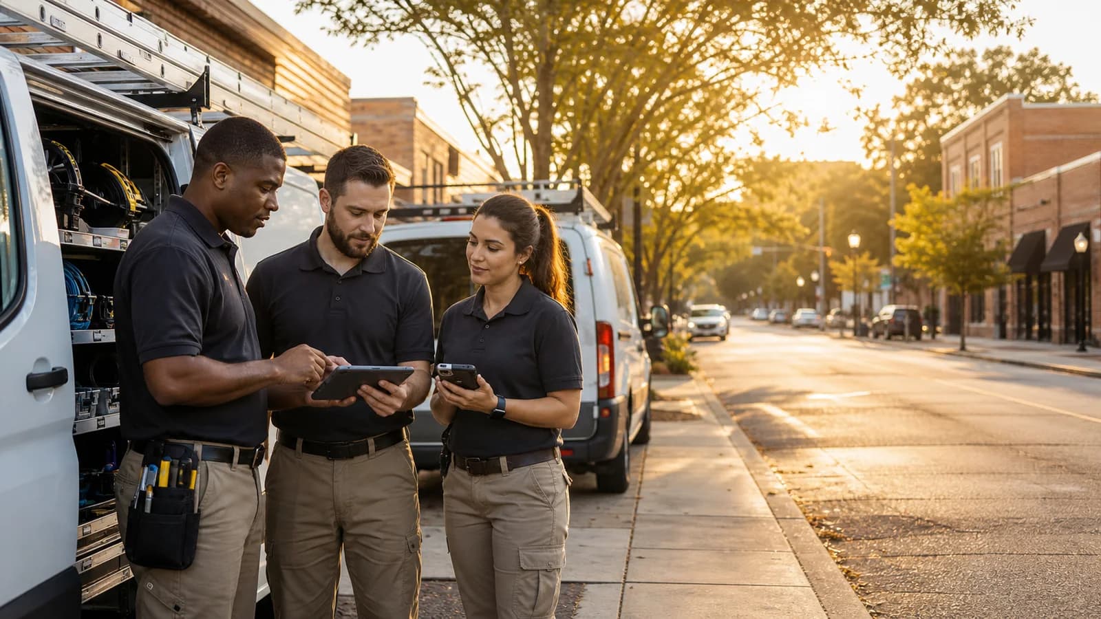 An Acworth field-service team coordinating work with connected devices