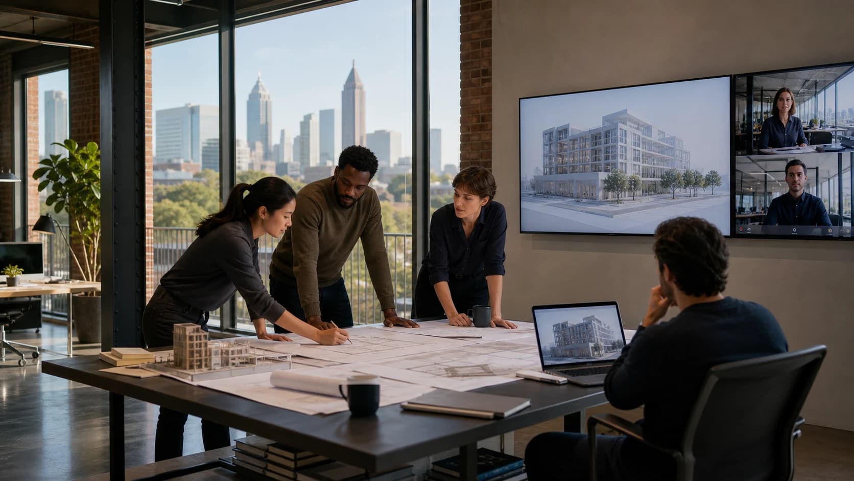 An Atlanta architecture studio collaborating on large plans and video meetings