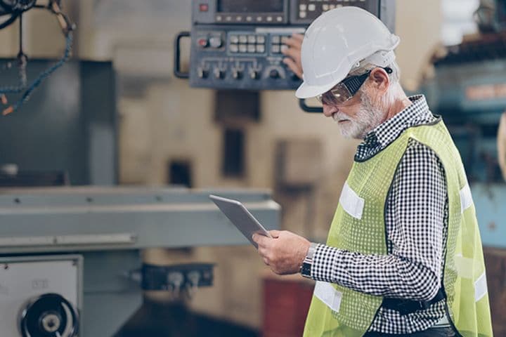 Industrial IoT endpoint being monitored with a tablet