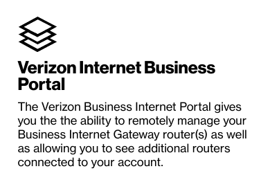 Official Verizon Business Internet Portal capabilities for supported gateways