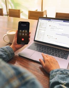 Microsoft Teams calling interface on a laptop