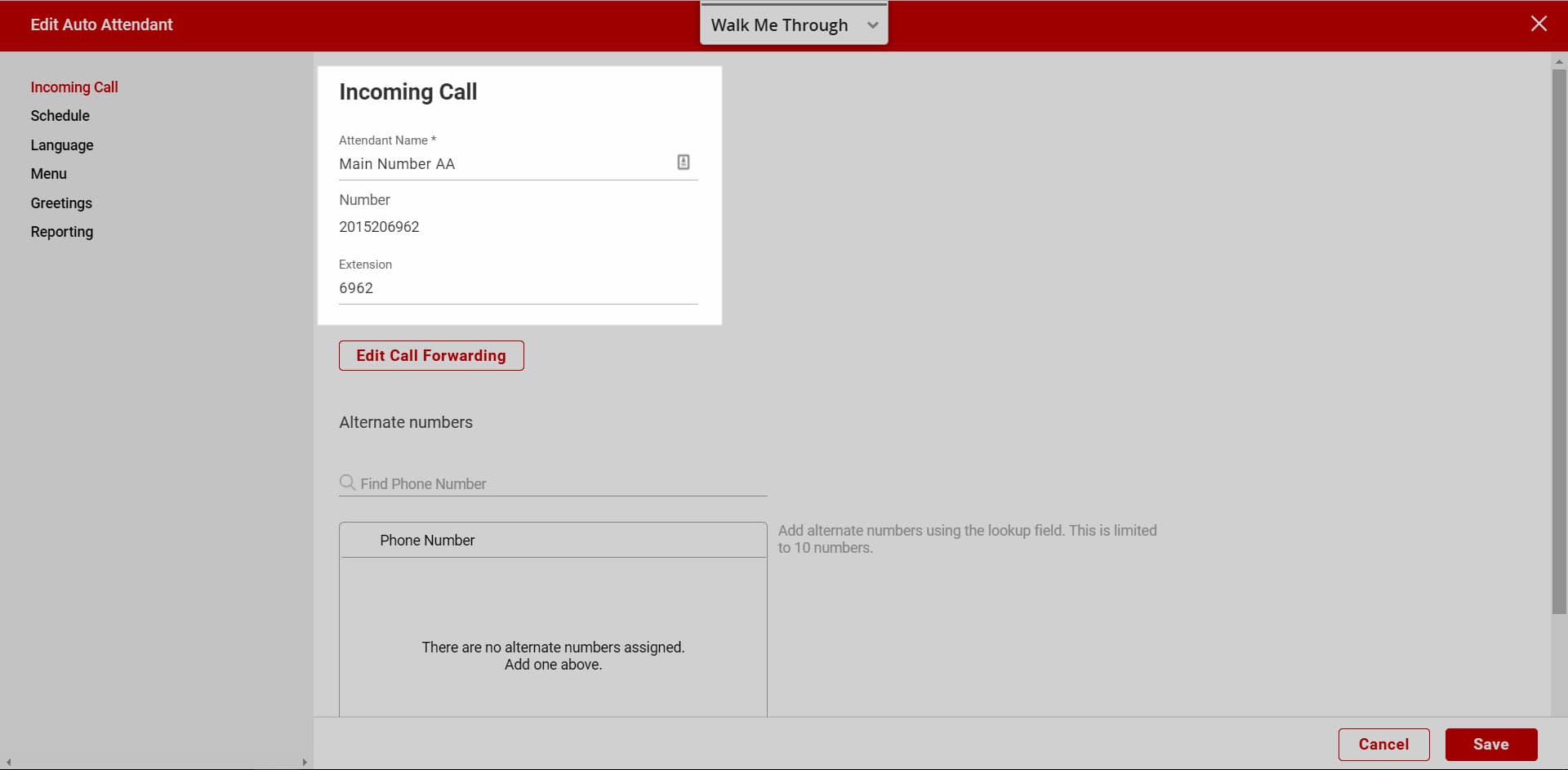 Verizon Business Digital Voice call-routing interface