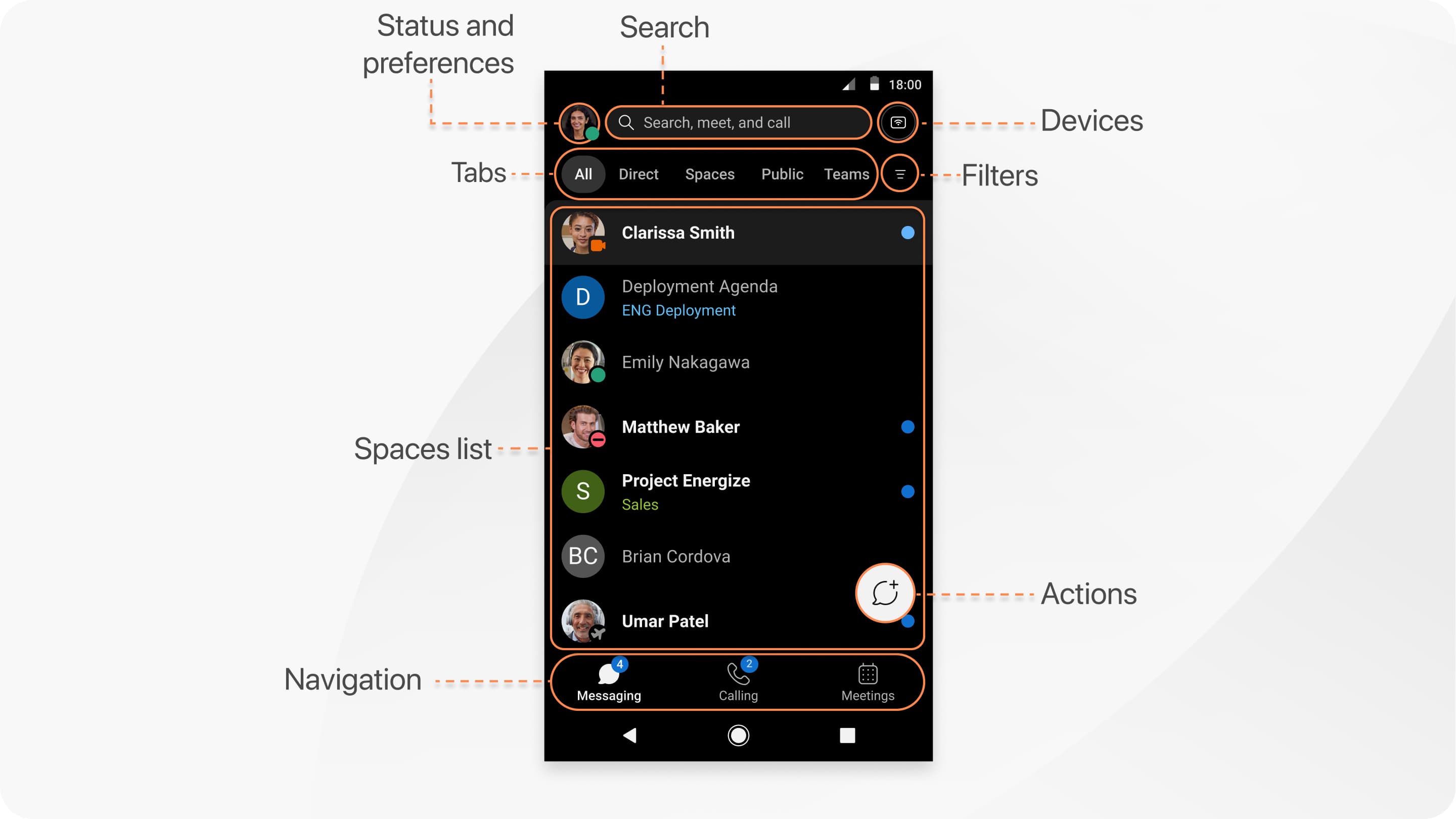 Official Webex application interface on Android
